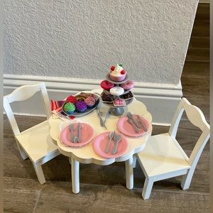 Pottery Barn Kids Baby Doll Flower Table Chairs Girls Simply White American